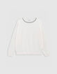 Jersey cuello joya de punto crudo para mujer-1