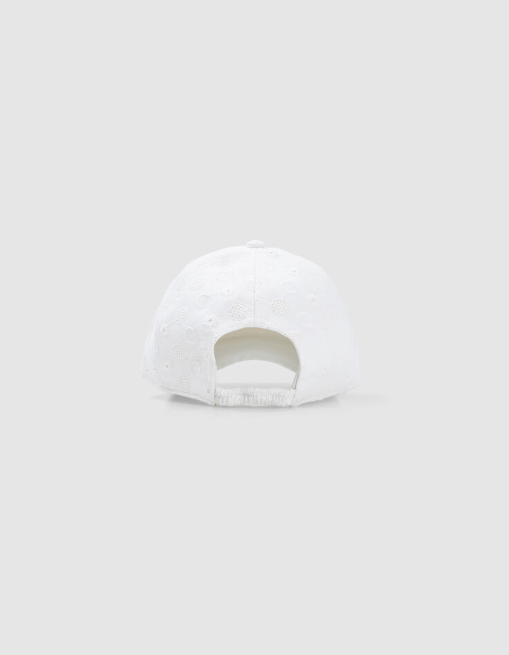 White cap with tone-on-tone embroidery for girl-7