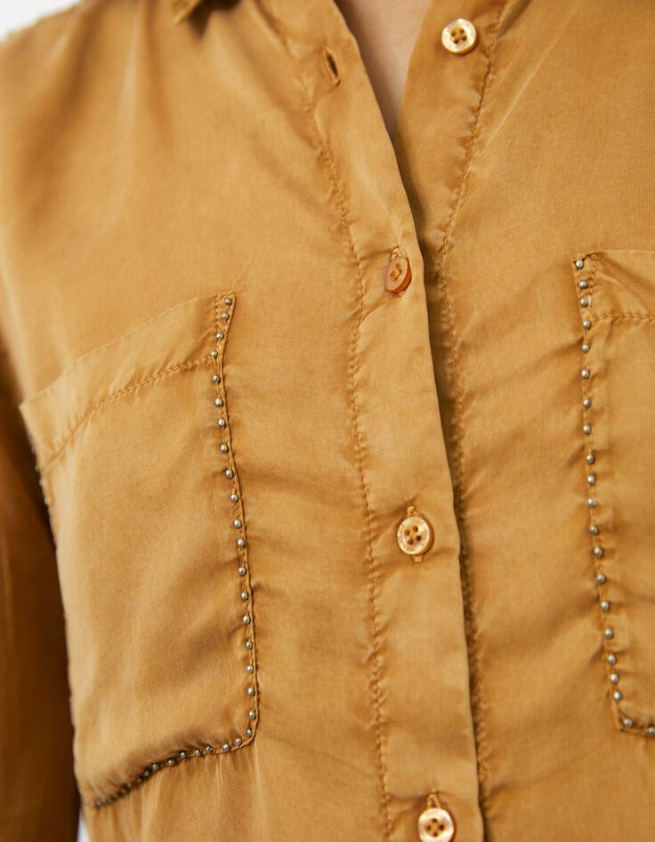 Women’s yellow beaded cupro shirt-5