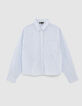 Gebroken witte hemdblouse blauwe strepen meisjes-1