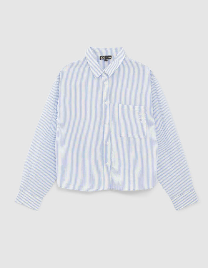 Camisa blanco roto rayas azules niña-1