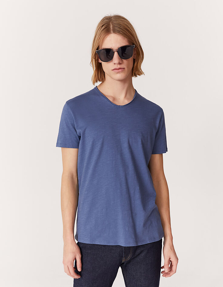 Tee-shirt L'Essentiel stone à col V Homme-1