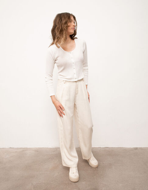 Pantalon large écru en LENZING™ LYOCELL™  fille