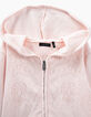 Zartrosa Mädchen-Strickjacke mit Fantasie-Lochmuster-2