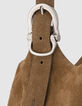 Beigefarbene Bucket-Bag aus Wildleder, Gr&ouml;&szlig;e M, Damen-4