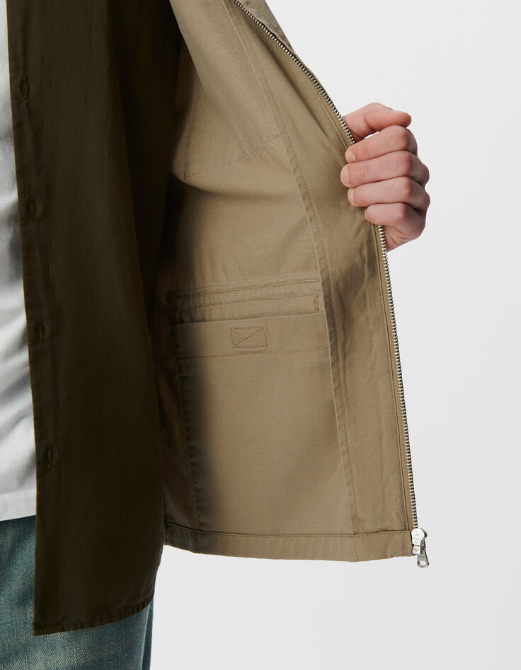 Veste saharienne beige zippée cinq poches Homme-12