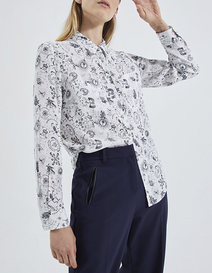 Damenbluse aus Viskosechiffon mit Tattoo-Print-1