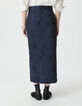 Women’s navy long pencil skirt with jaguar print-3