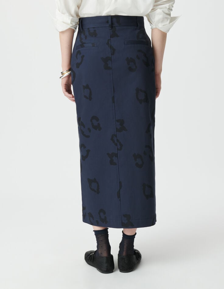 Falda larga lápiz azul marino jaguar mujer-3 Falda larga lápiz azul marino jaguar mujer-3