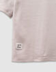 Camiseta beige algodón mensaje flocado terciopelo niño-5