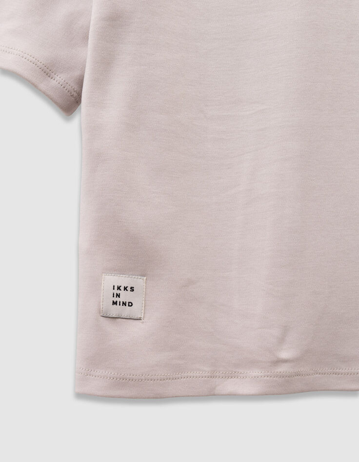 Camiseta beige algodón mensaje flocado terciopelo niño-5
