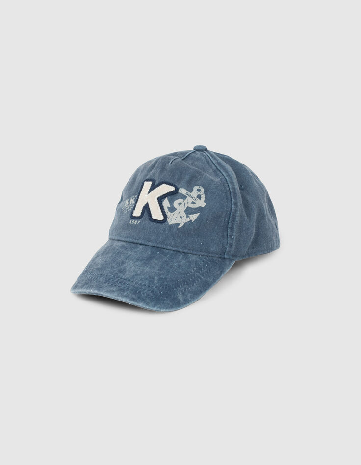 Gorra azul marino K bordada niño-1