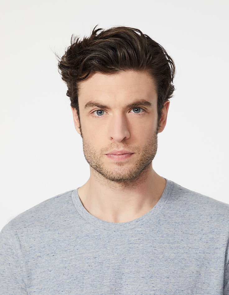 Men's grey blue marl T-shirt-4