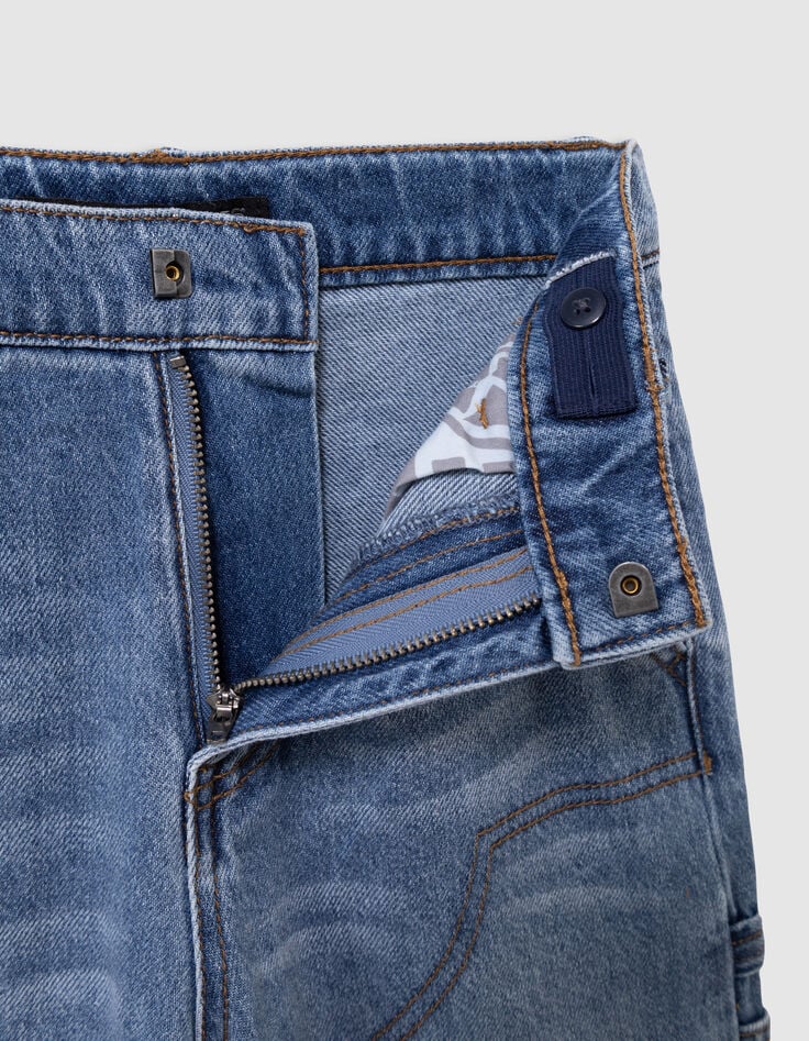 Blaue Jungen-Baggy-Jungenjeans mit Zimmermannstasche-5 Blaue Jungen-Baggy-Jungenjeans mit Zimmermannstasche-5