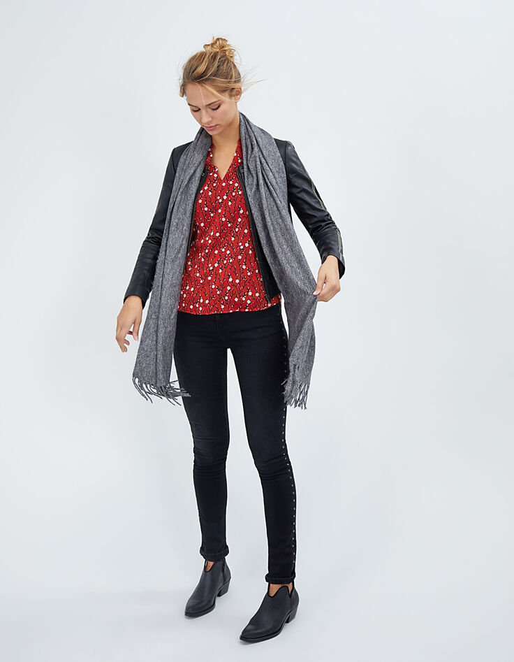 Top rojo cornalina estampado flores I.Code-6 Top rojo cornalina estampado flores I.Code-6