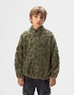 Sweat kaki jacquard sherpa léopard garçon-1