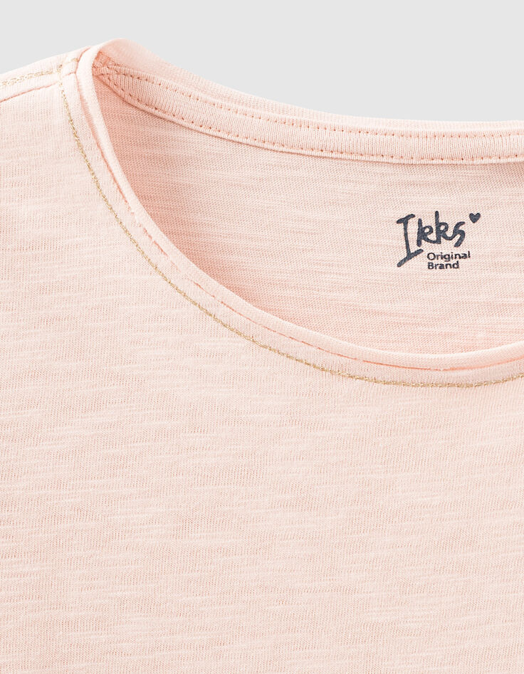 Puderrosa Mädchenshirt Essentiels mit IKKS-Stickerei-4 Puderrosa Mädchenshirt Essentiels mit IKKS-Stickerei-4