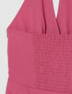 Women's pink halter pants jumpsuit-5