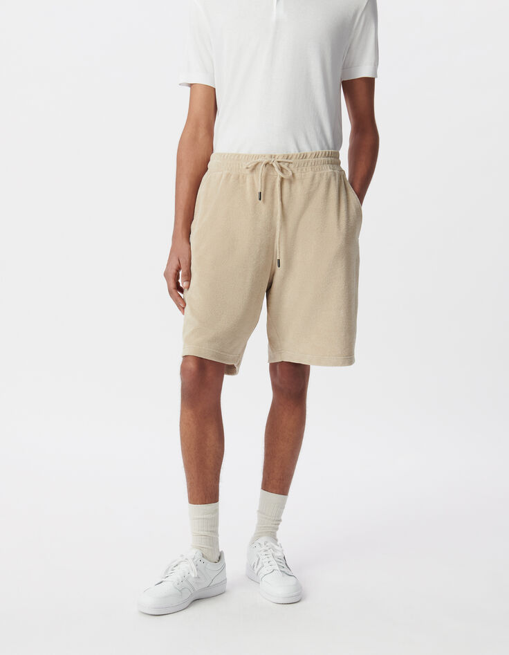 Men’s beige terry cloth Bermuda shorts-2 Men’s beige terry cloth Bermuda shorts-2