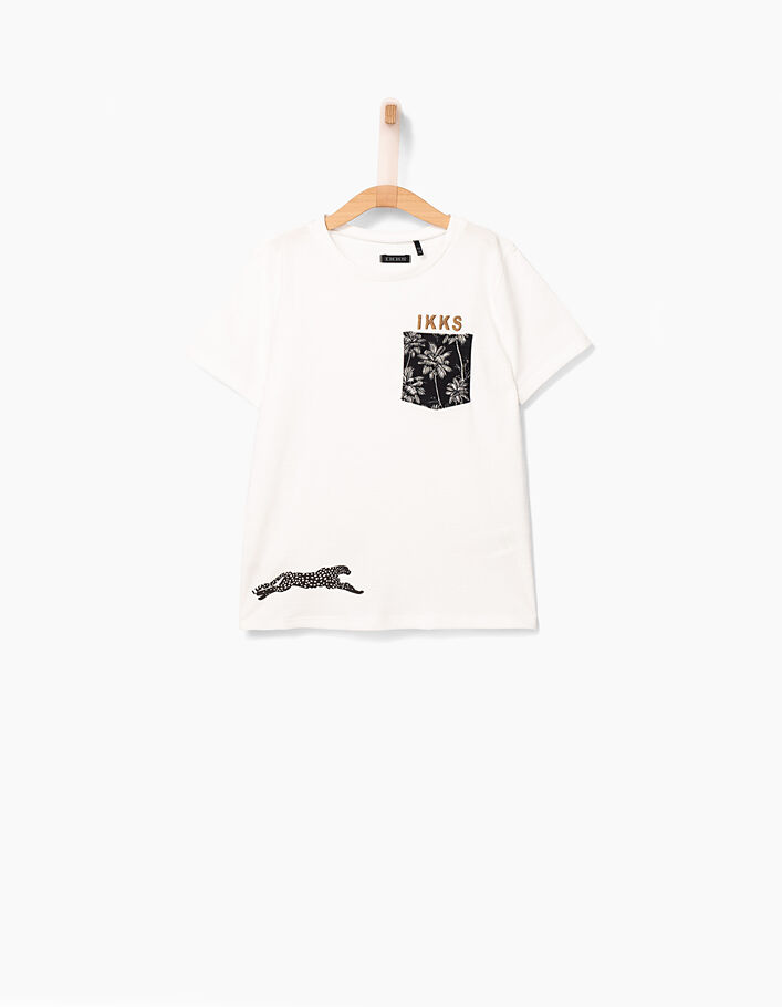 Weißes Jungen-T-Shirt mit Print an der Tasche  - IKKS