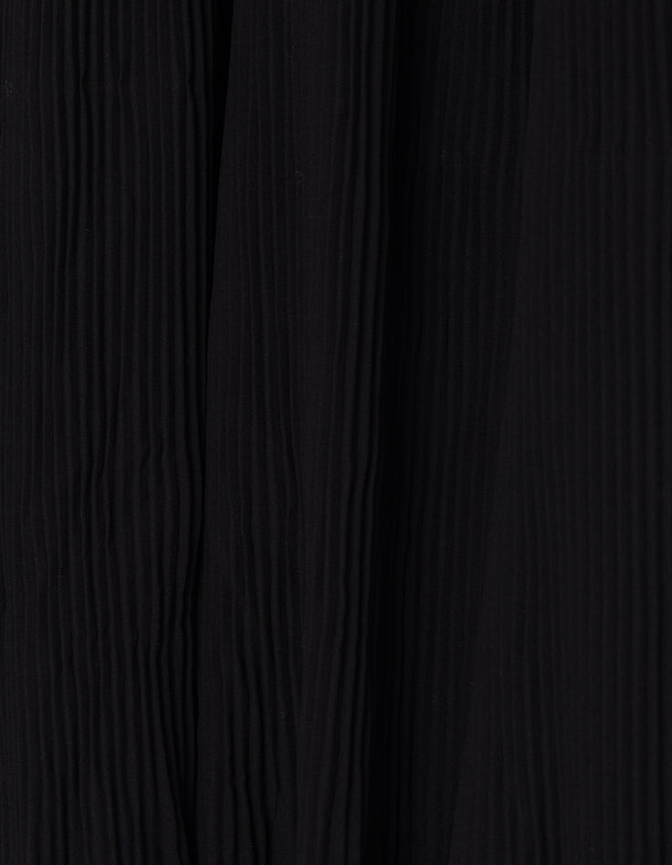 Women’s black pleated voile dressy midi dress-9