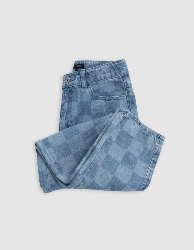 MOM blue jeans Waterless checkerboard pattern for girl-5