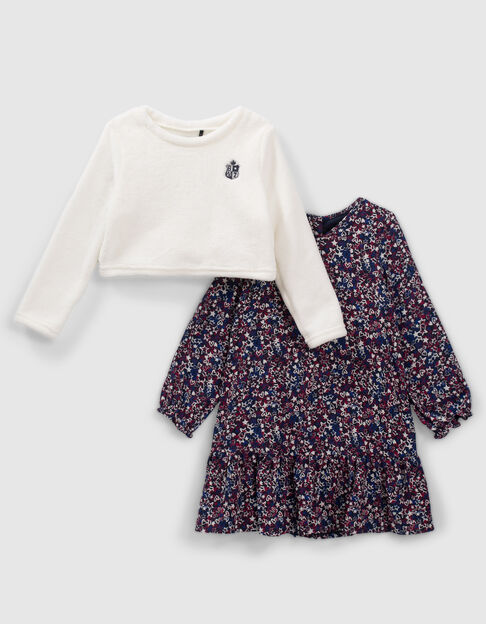 Robe 2-en-1 imprimé étoiles et coeurs avec sweat fille