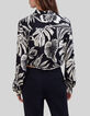 Camisa negra estampado tropical Mujer-2