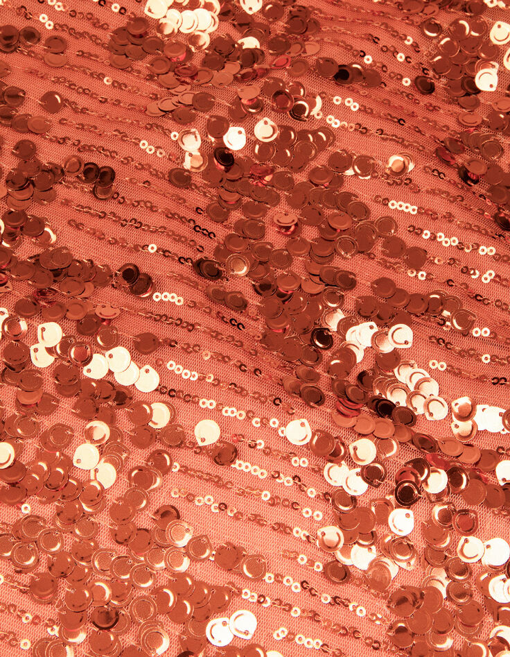 Sequin sleeveless top in pumpkin orange for women-9