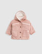 Girl's pink suede and fur coat-1