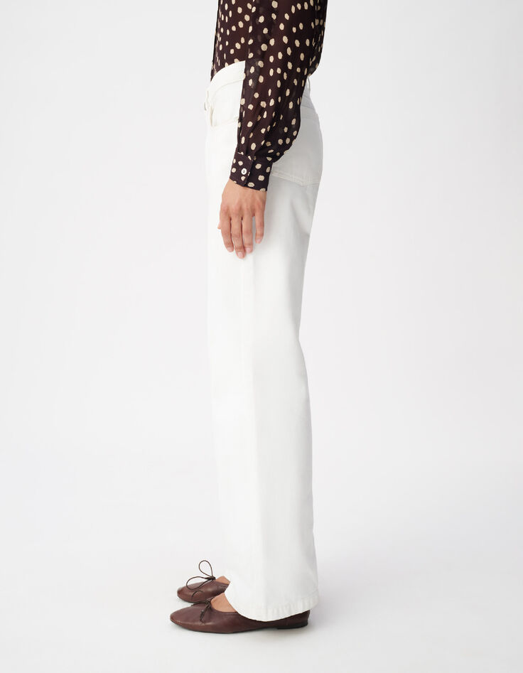 Jean bootcut blanc taille basse Femme-5