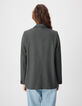 Veste de tailleur grise motif fines rayures Femme-2