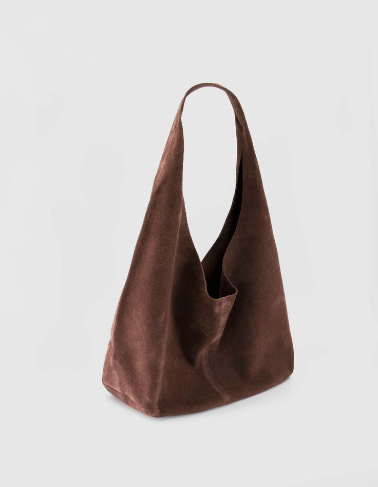 Sac Hobo bordeaux cuir velours souple Femme-2