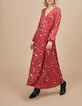 Robe longue cache-cœur grenat à imprimé fleurs I.Code-6