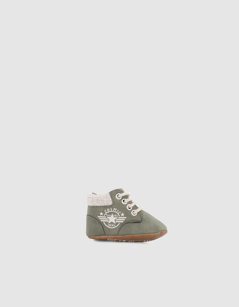 Baby boys’ khaki army print trainers