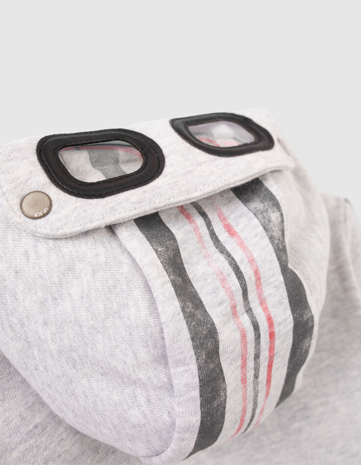 Cárdigan gris capucha gafas bebé niño-3