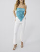 Bustier-foulard turquoise à imprimé zébré Femme-1