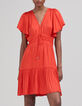 Orangefarbenes Damenkleid mit Schmetterlings&auml;rmeln-2