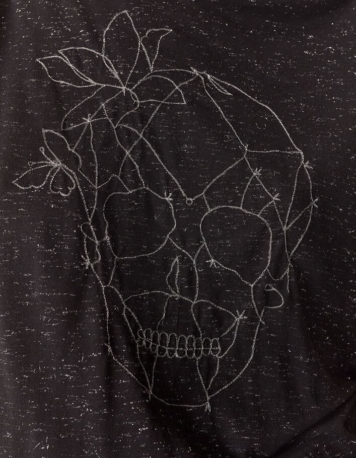 Women’s black Ecovero® viscose T-shirt with graphic skull - IKKS
