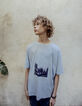 T-shirt bleu coton bio flocage ondes marines garçon-7