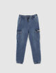Blaue EASY BATTLE-Jungenjogginghose aus Jeansstoff-1