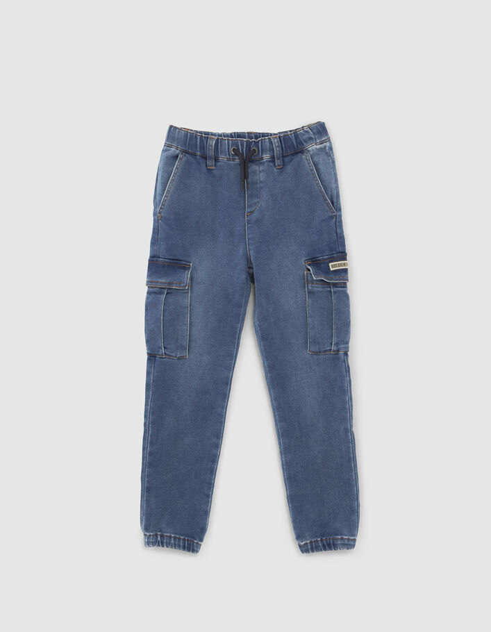 Boys' blue denim EASY COMBAT joggers-1