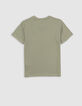 Kaki T-shirt biokatoen dubbele opdruk tijger jongens-3