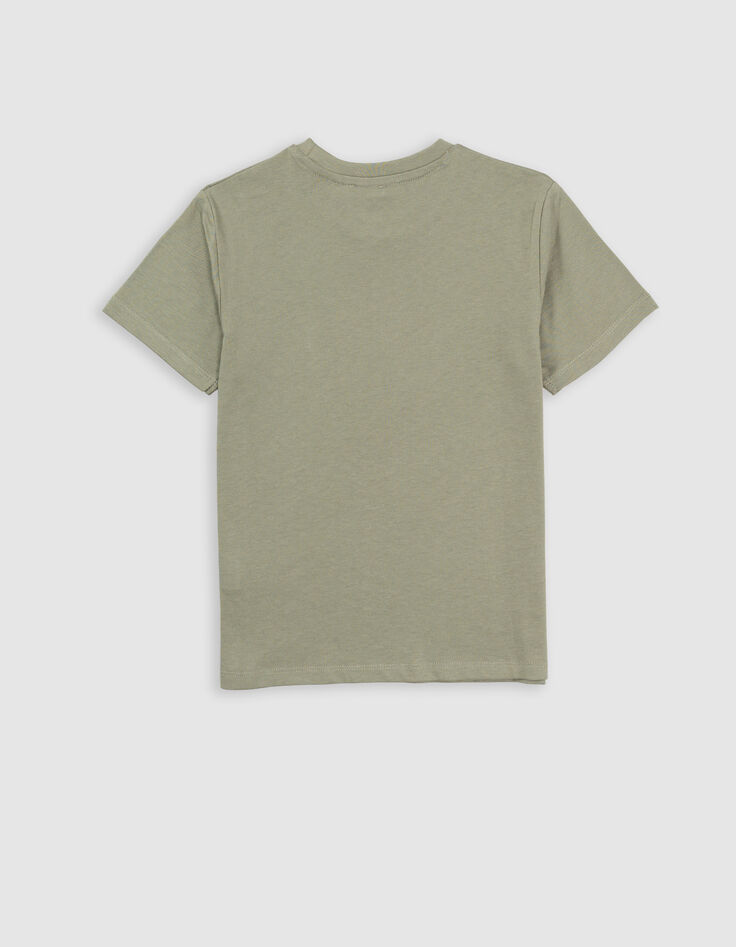 Kaki T-shirt biokatoen dubbele opdruk tijger jongens-3