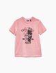 Boy’s pink cold dye fading skull graphic T-shirt-2