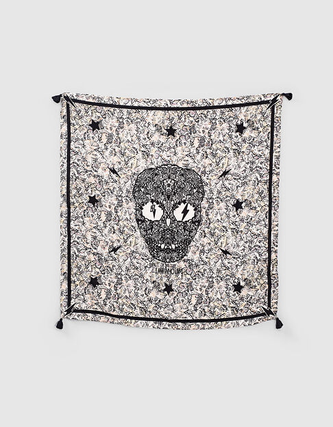 Girls’ ecru paisley print square scarf