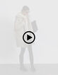 Parka oversize beige à capuche fourrée Femme-9