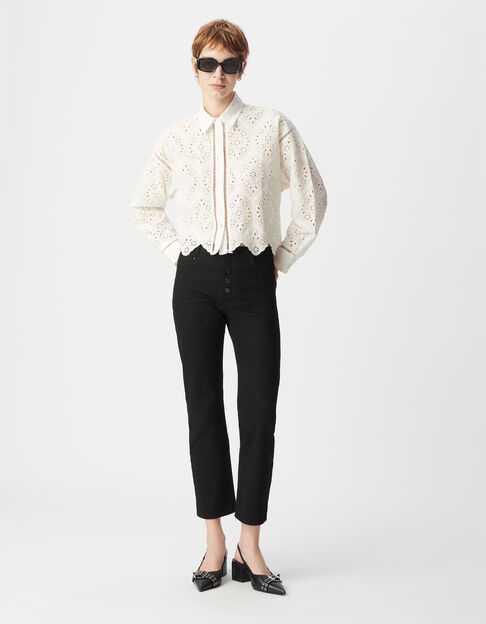 Camisa calada blanca de algodón orgánico Mujer - IKKS