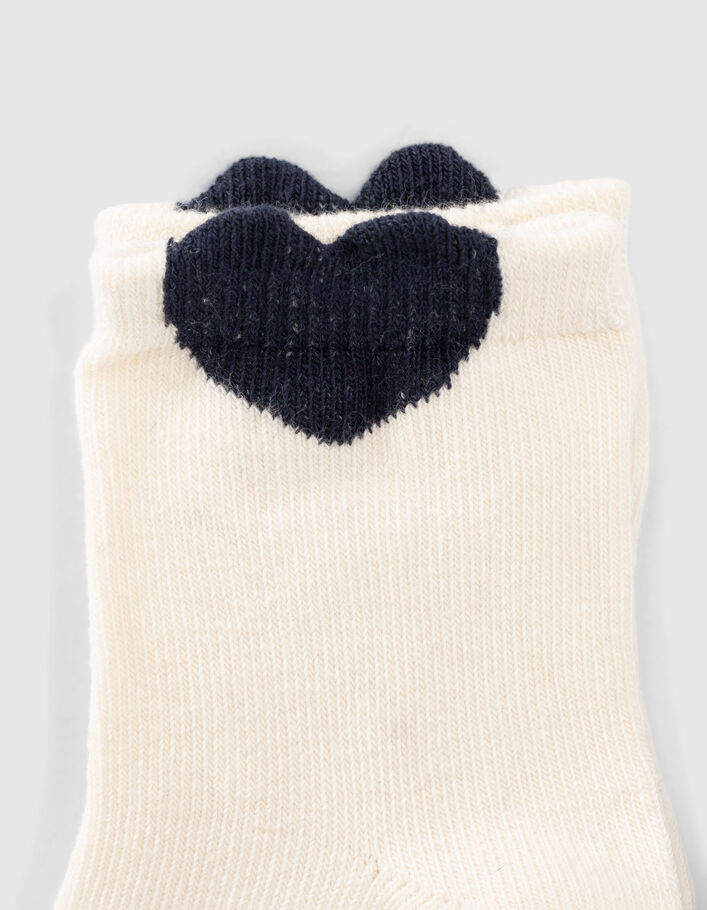 Baby girls’ navy, white stripe and heart socks - IKKS
