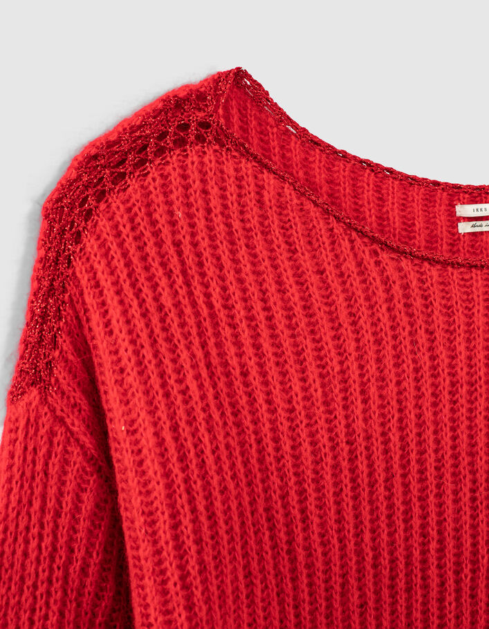Women’s red chunky knit sweater with mohair - IKKS